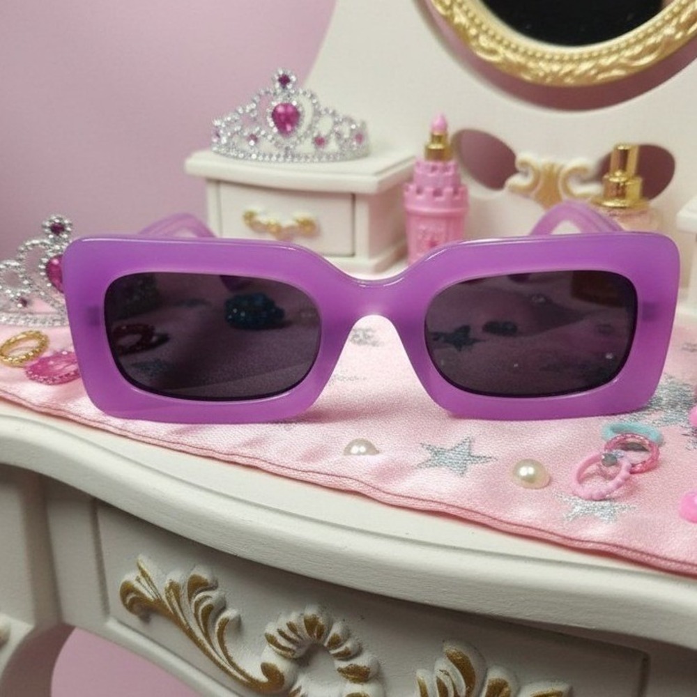 Princess Polly Kids Purple Rectangular Sunglasses, Chunky Translucent, Y2K Retro